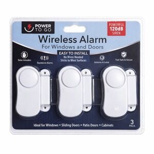 Power to Go Wireless Alarm For Windows and Doors 3 Pack Powerful 120dB Siren